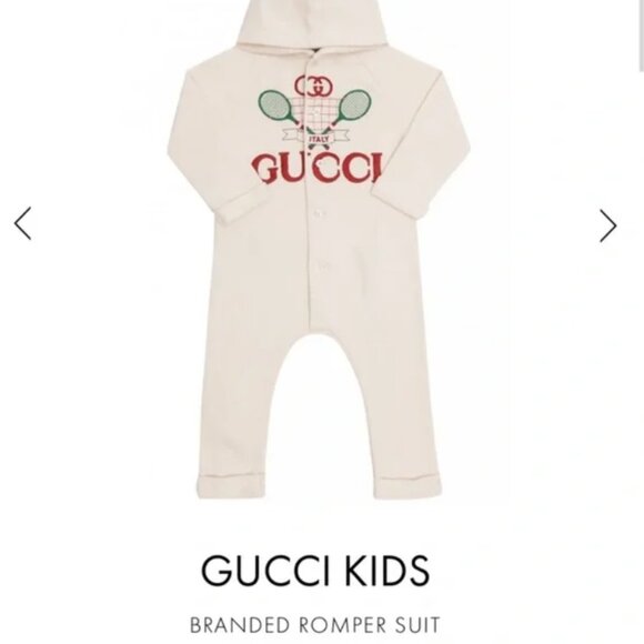 Gucci Kids Hooded Jumpsuit Romper Tennis Logo - Picture 3 of 6